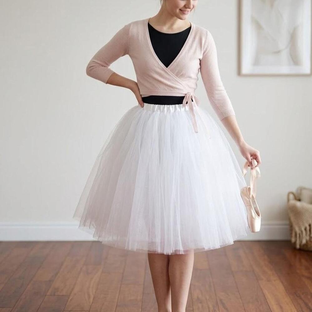 Multi-layered Ethereal White Tulle Skirt